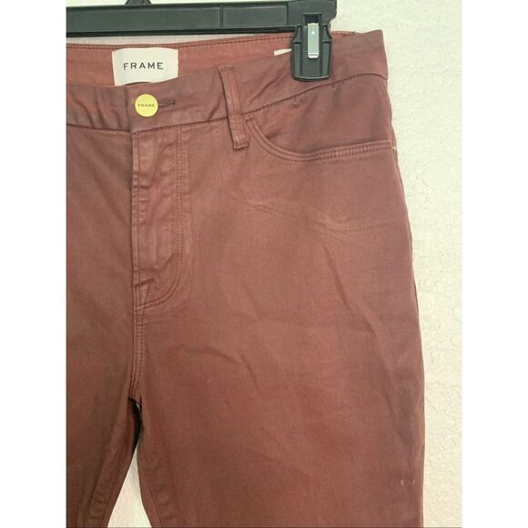 Frame Le Crop Mini Boot Jeans in Bordeaux Coated Size 29 - Picture 6 of 12